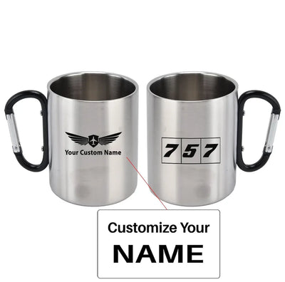 Flat Colourful 757 aviation design on outdoor mug, durable insulated construction.