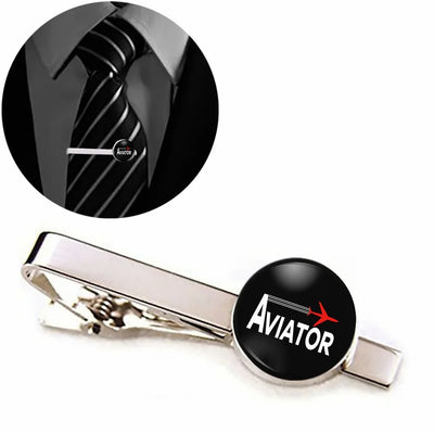Side view of Aviator aviation tie clip in stainless steel, polished finish.