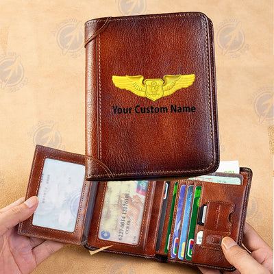 Custom Name (Special US Air Force) aviation print leather wallet, leather.