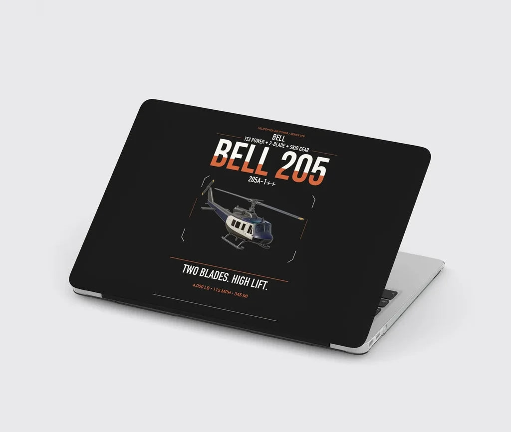 Bell 205A-1++ design on black MacBook case