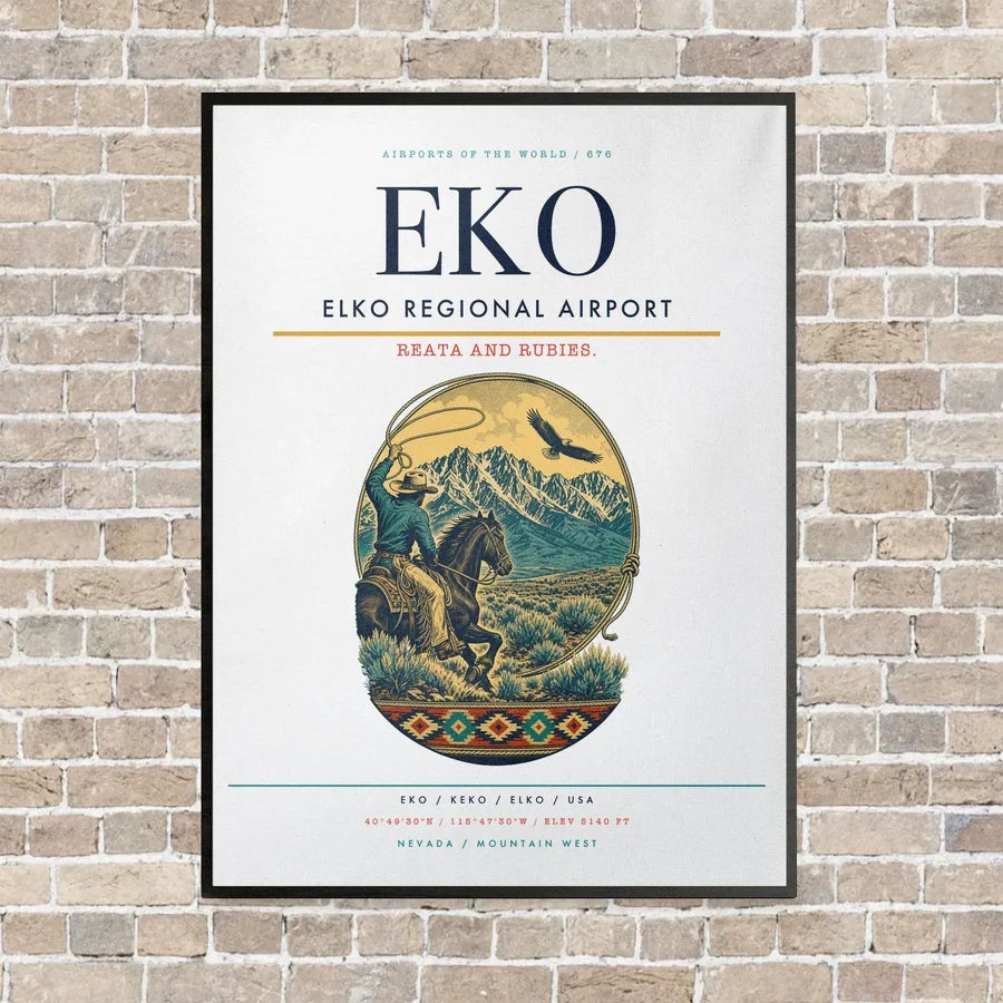 Elko Regional Airport EKO vertical canvas print - framed - white background