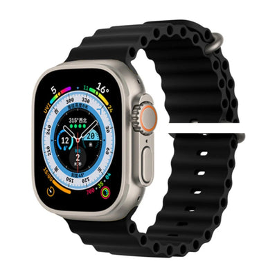 Side view of Ocean Silicone Strap Bracelet For Apple aviation Apple Watch band in fashion silicone, polished finish.