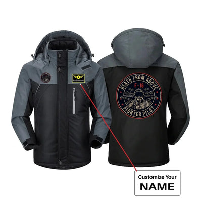 Fighter Jet 16 - Death From Above aviation design printed on heavyweight insulated shell thick winter jacket.