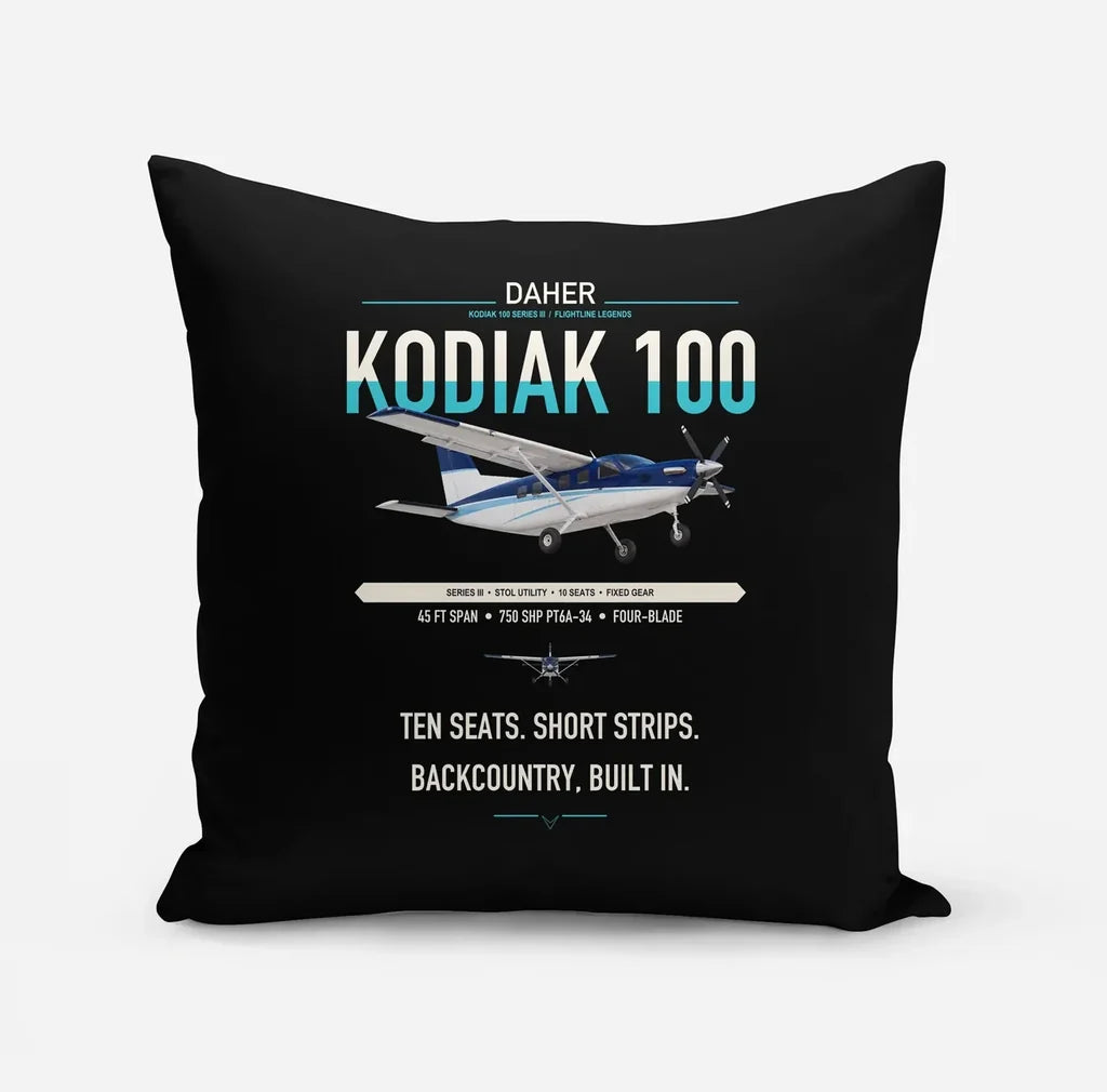 Daher Kodiak 100 Series III design on black pillow
