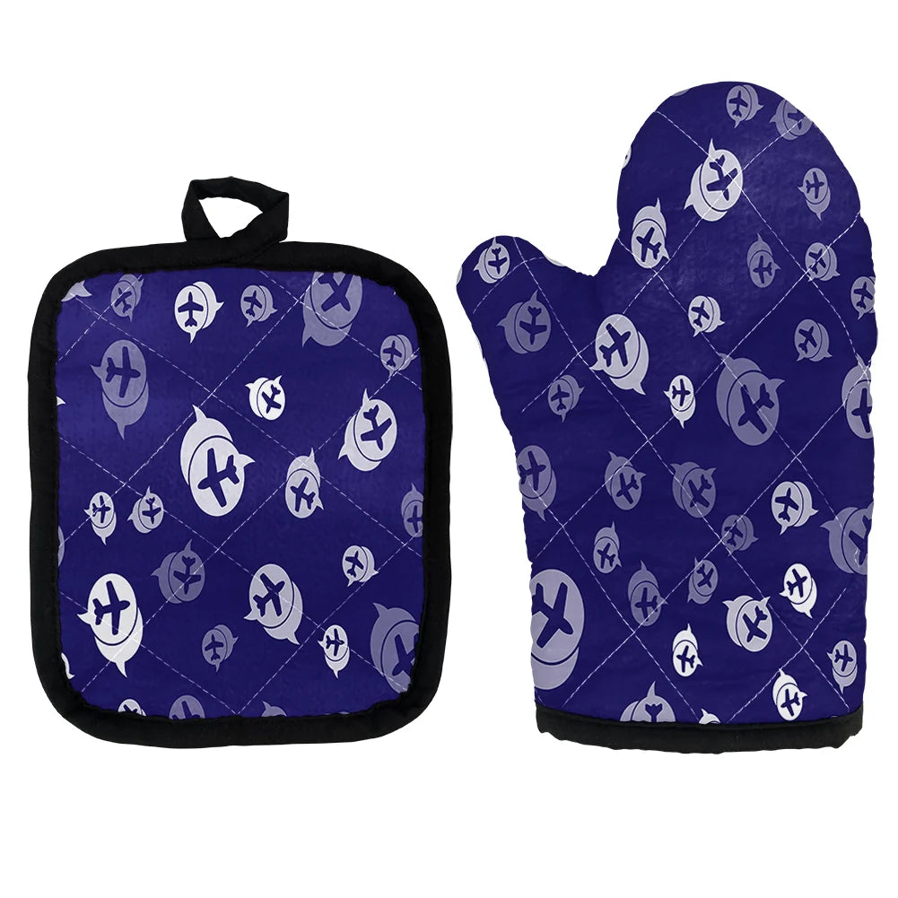 Airplane Notification Theme Kitchen Glove & Holder aviation design on durable fabric with insulated lining kitchen glove holder.