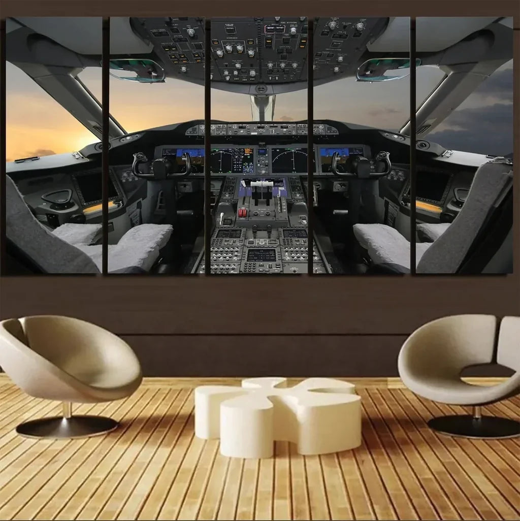 Boeing 787 Cockpit canvas - 5 Pieces