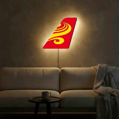 Hong Kong Airlines aviation design on durable metal with LED aircraft tail wall art.