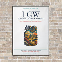 Thumbnail for London Gatwick Airport LGW vertical canvas print - framed - white background