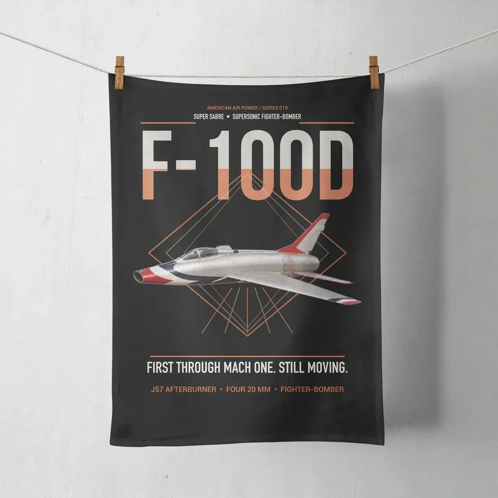 F-100D Super Sabre design on black towel