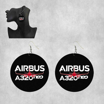 Amazing Airbus A320neo aviation drop earrings, wood with metal hooks body with engraved detail.