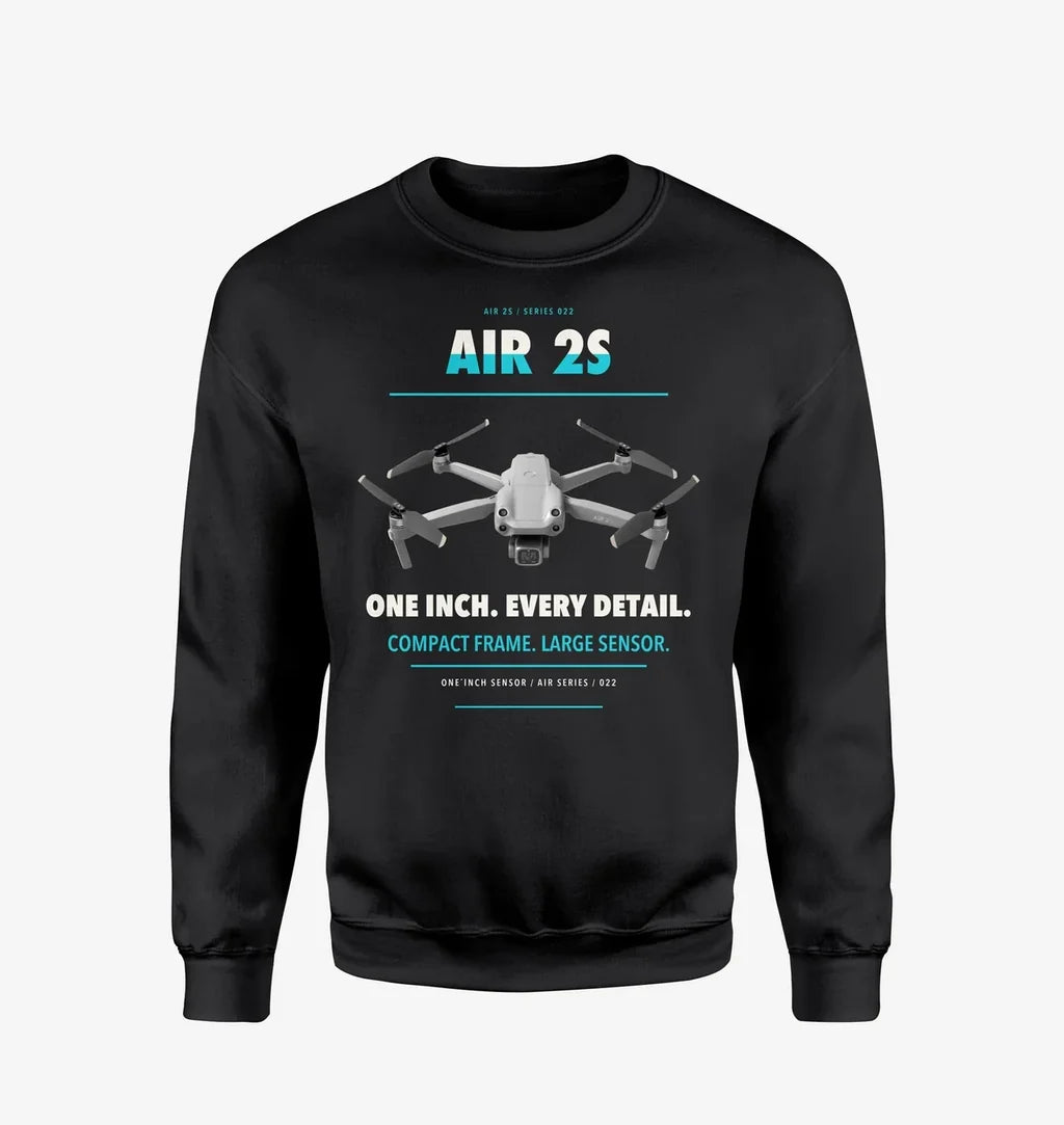DJI Air 2S design on black sweatshirt