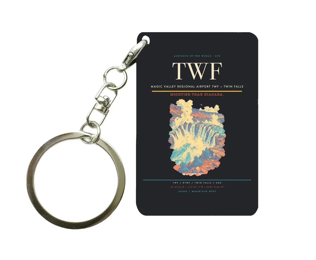 Magic Valley Regional Airport (TWF) design on black key chain
