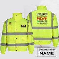 Thumbnail for Airline Pilot Label aviation design printed on insulated shell with high-visibility reflective panels reflective winter jacket.