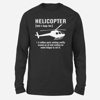 Thumbnail for Helicopter [Noun] Long-Sleeve aviation design printed on soft cotton long-sleeve T-shirt.