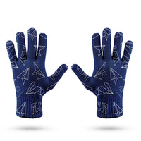Thumbnail for Paper Airplane & Fly (Blue) aviation design on soft knit fabric gloves.
