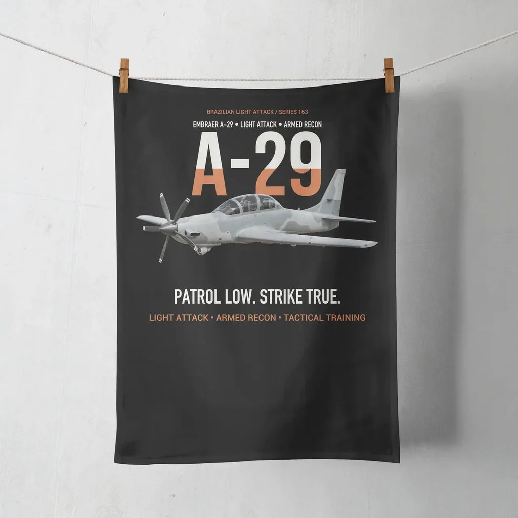 A-29 Super Tucano Light Attack design on black towel