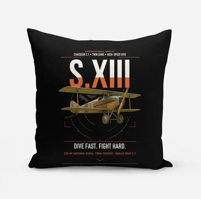 SPAD S.XIII C.1 design on black pillow