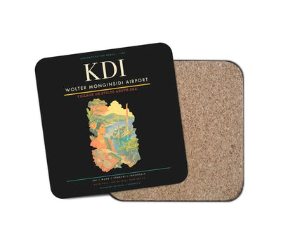 Wolter Monginsidi Airport (KDI) design on black 1 piece coaster