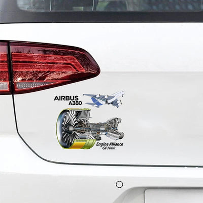Airbus A380 & GP7000 Engine Car aviation design car sticker in weather-resistant vinyl.