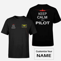Thumbnail for Pilot (777 Silhouette) aviation design printed on soft cotton double-side print T-shirt.