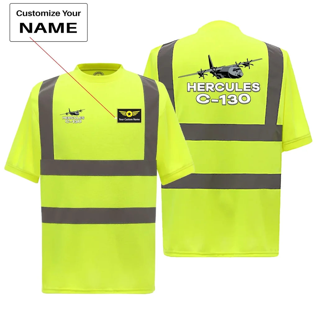The Military Transport Airplane C 130 aviation design printed on soft cotton reflective T-shirt.