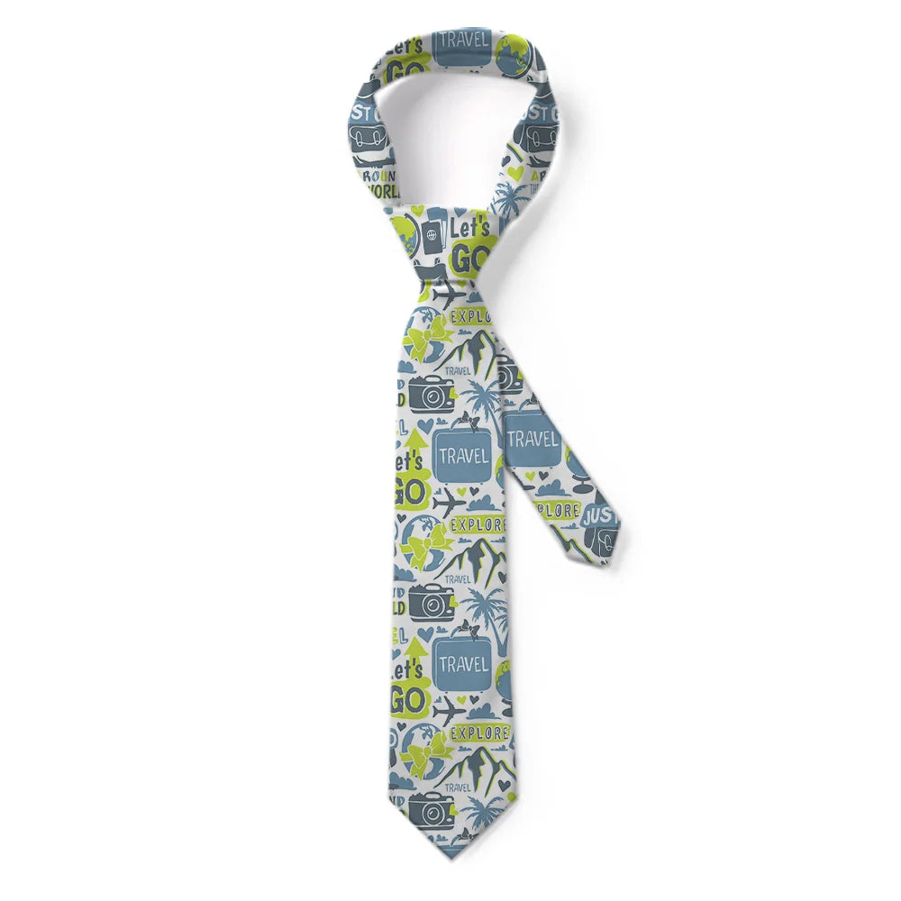 Motivational Travel Badges aviation design on premium silk blend tie.