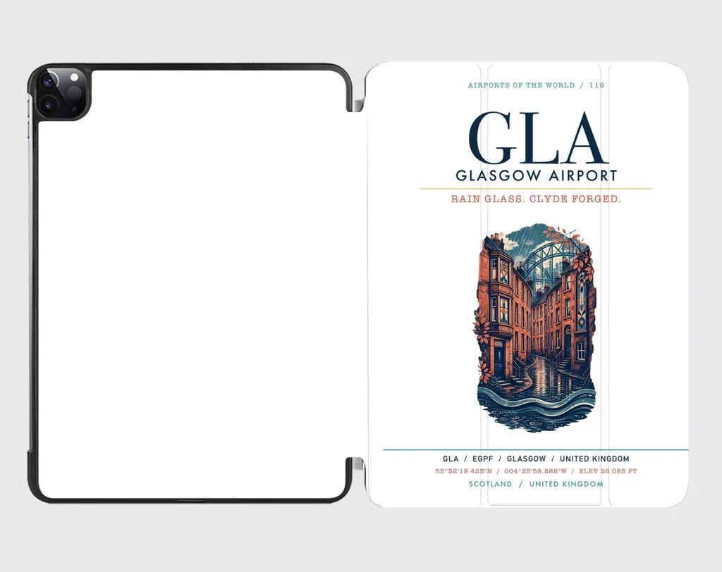 Glasgow Airport (GLA) design on white ipad tablet case