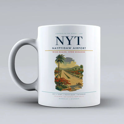 Naypyidaw Airport (NYT) airport code design on white ceramic mug
