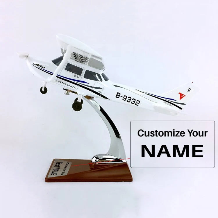 Side view of Classic CESSNA 172 SKYHAWK Airplane Model (1:60 Scale 28CM) aviation 16-18cm scale model aircraft in diecast met.