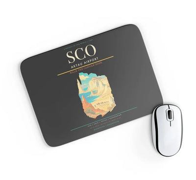 Aktau Airport (SCO) design on black rectangle mouse pad