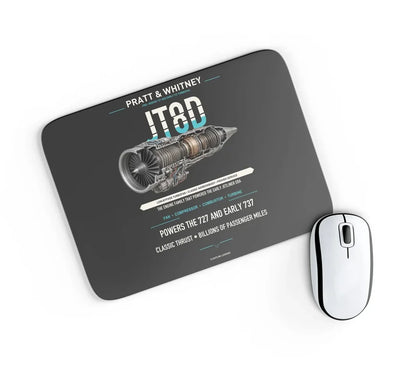 JT8D design on black rectangle mouse pad