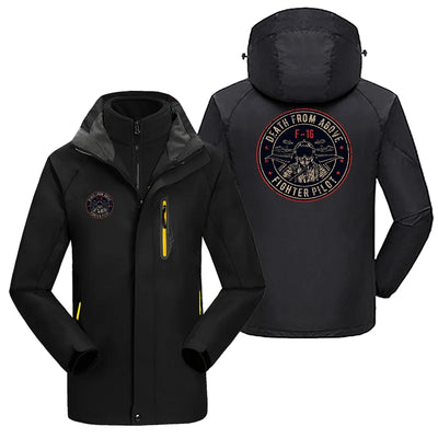 Fighter Jet 16 - Death From Above aviation design printed on heavyweight insulated shell with snow cuffs thick ski jacket.