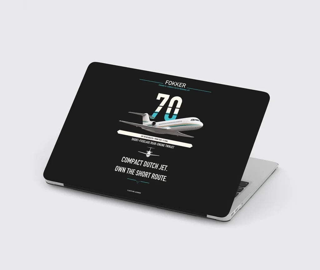 Fokker 70 design on black MacBook case