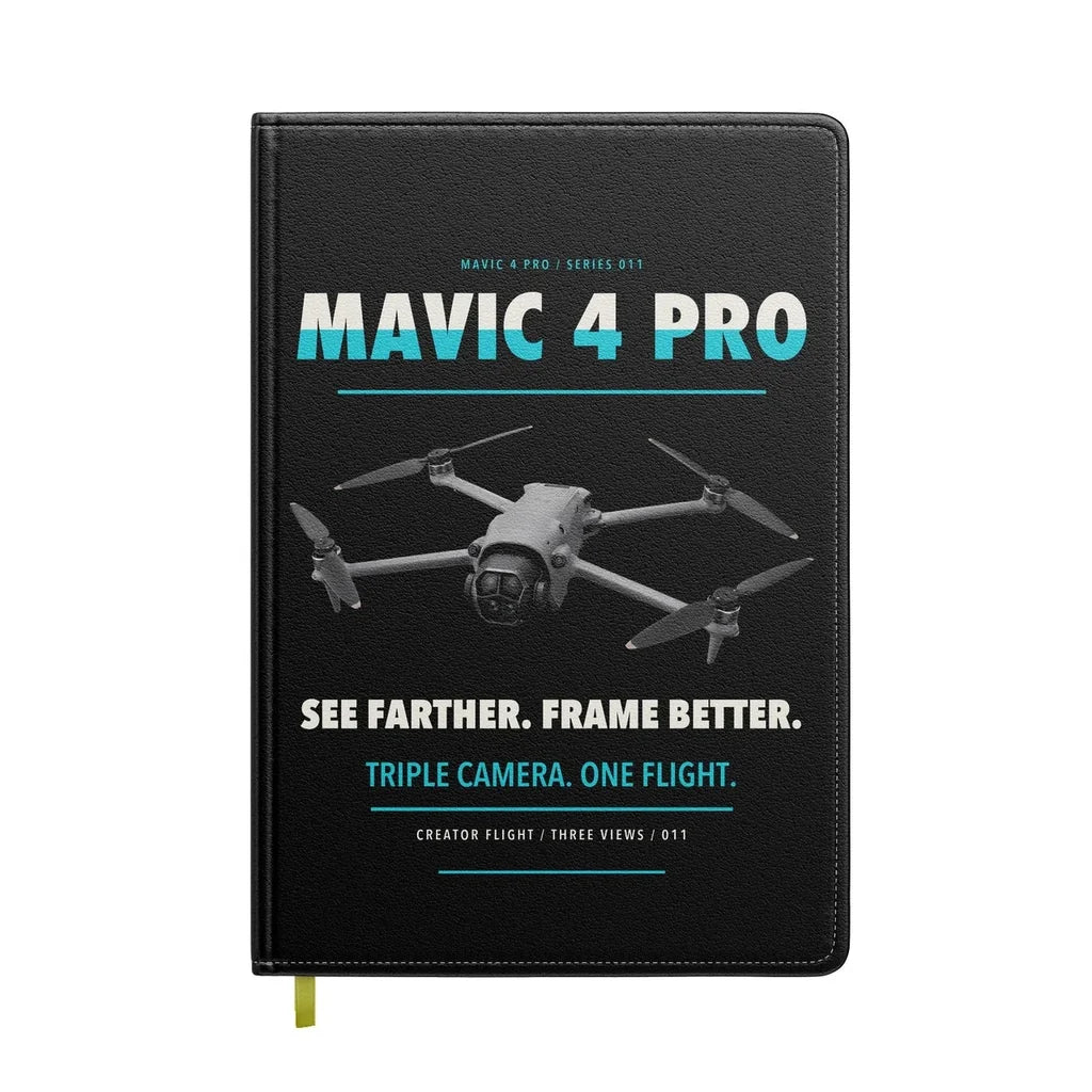 DJI Mavic 4 Pro design on black notebook