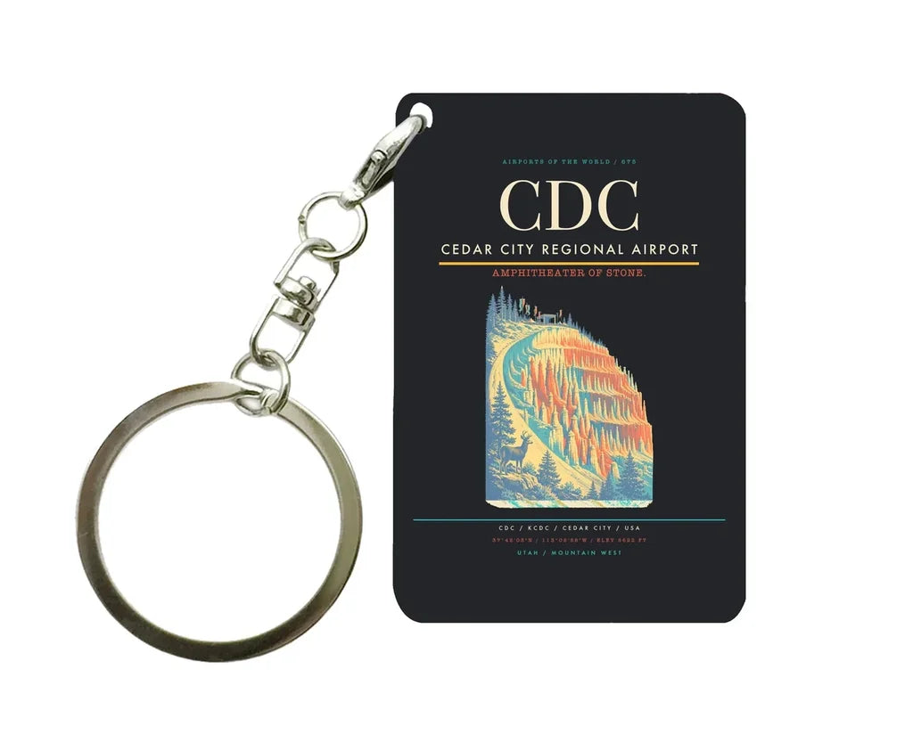Cedar City Regional Airport (CDC) design on black key chain