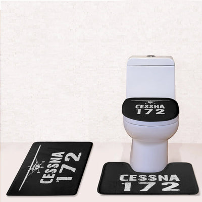 Cessna 172 & Plane Toilet Seat Cover Three-piece aviation print on soft fabric toilet seat cover set.