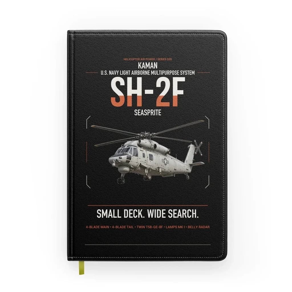 Kaman SH-2F Seasprite design on black notebook