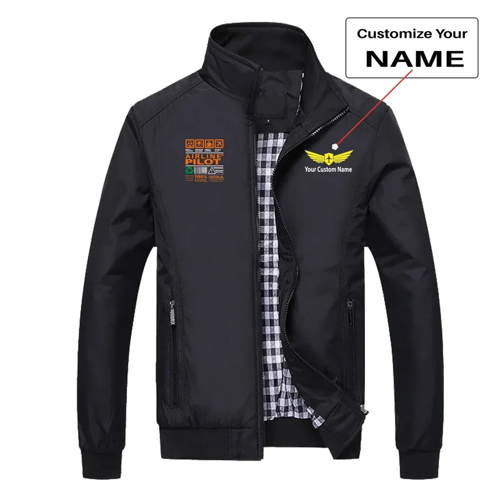 Airline Pilot Label aviation design printed on modern shell with tailored fit stylish jacket.