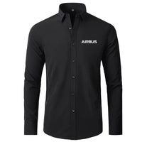 Thumbnail for Airbus & Text aviation design printed on soft cotton long-sleeve 2D shirt.