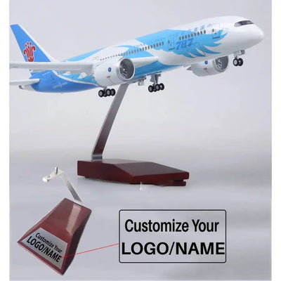 Side view of China Southern Airlines Boeing 787 Airplane Model (1/130 Scale) aviation LED model airplane in diecast metal wit.