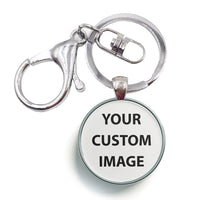 Thumbnail for Your Custom Image aviation circle key chain, stainless-steel disc.