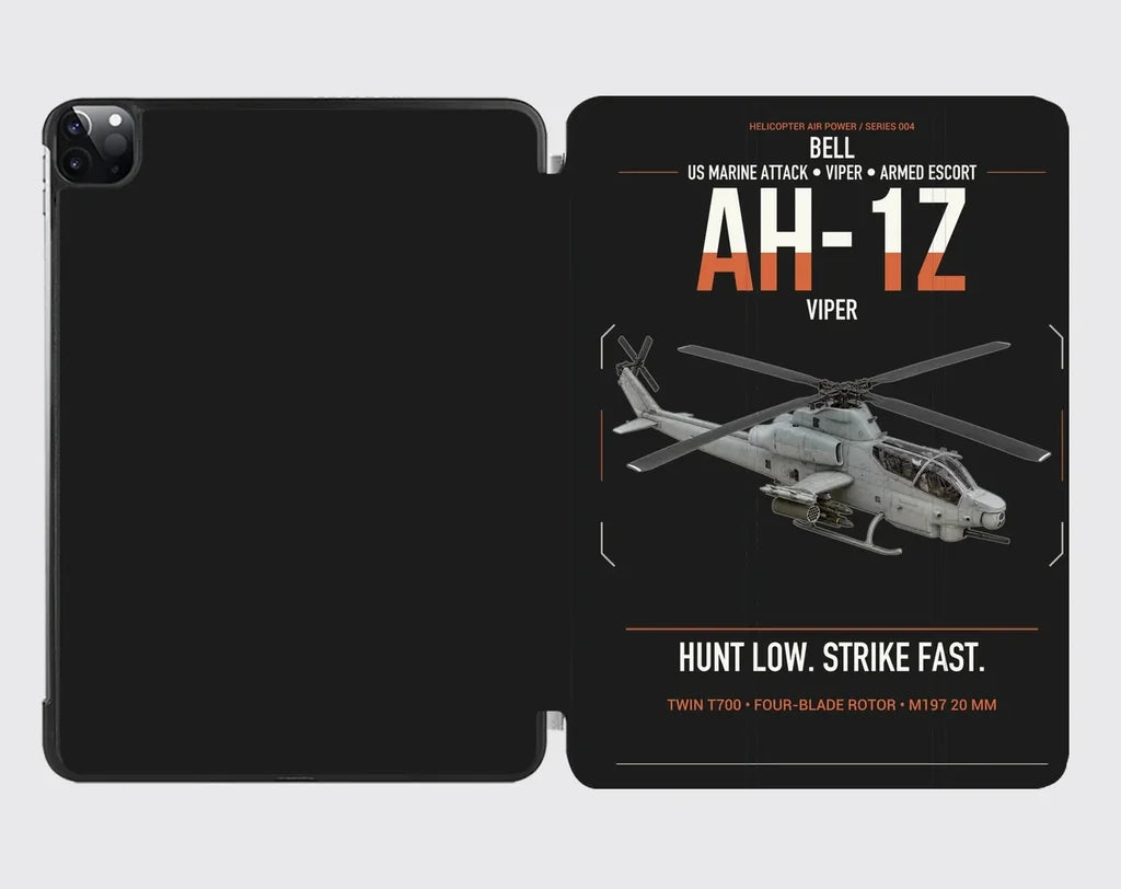 Bell AH-1Z Viper design on black ipad tablet case