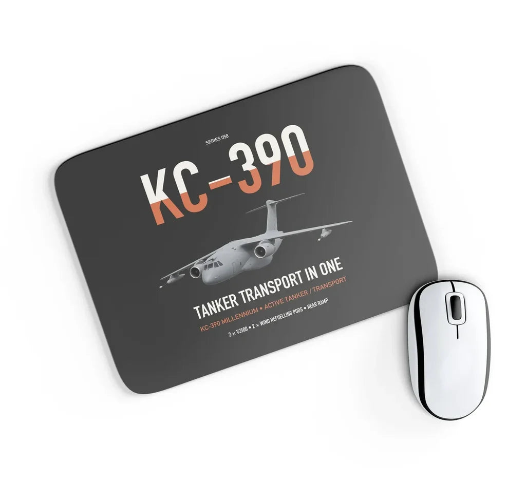 Embraer KC-390 Millennium design on black rectangle mouse pad