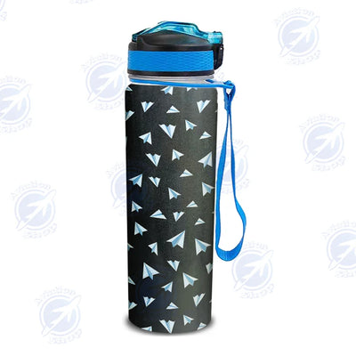 Paper Airplanes (Gray) Sports aviation design on sport kettle, insulated bottle with sport spout.