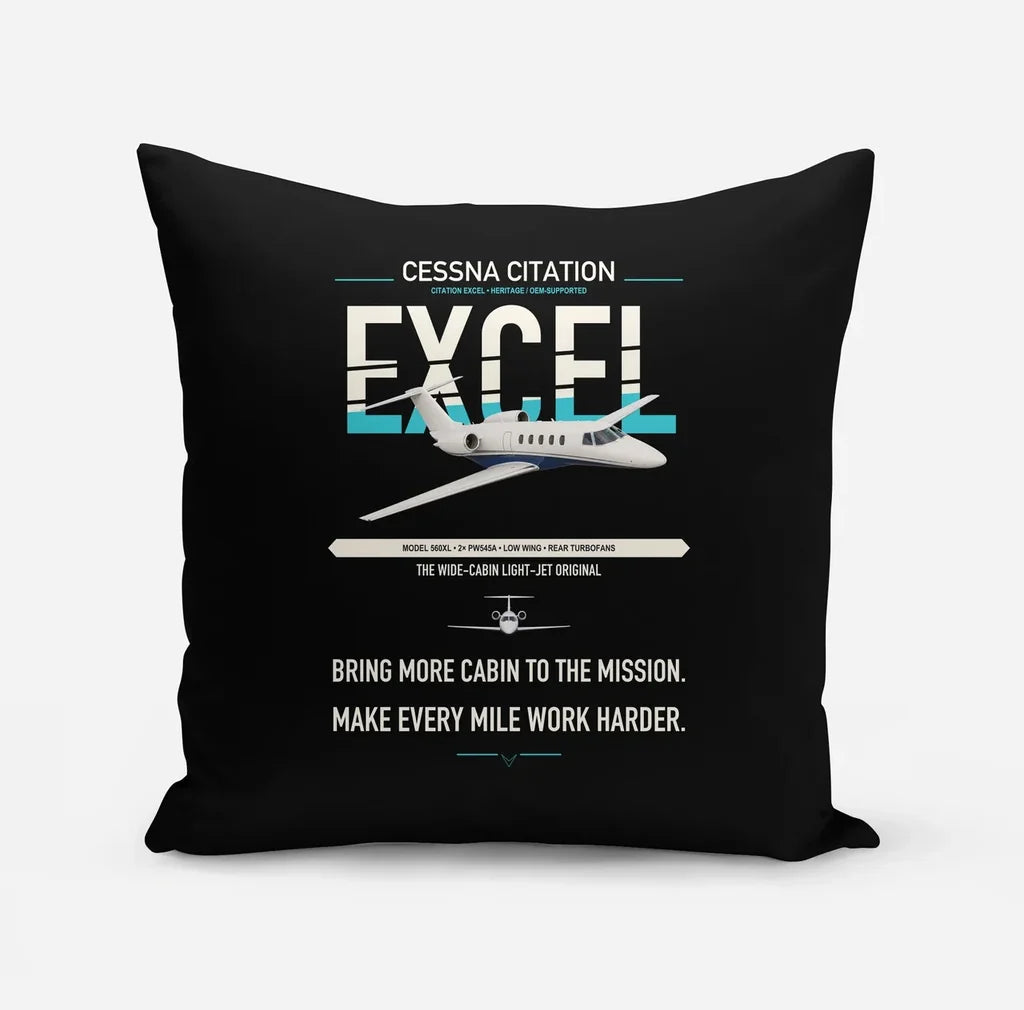 Cessna Citation Excel design on black pillow