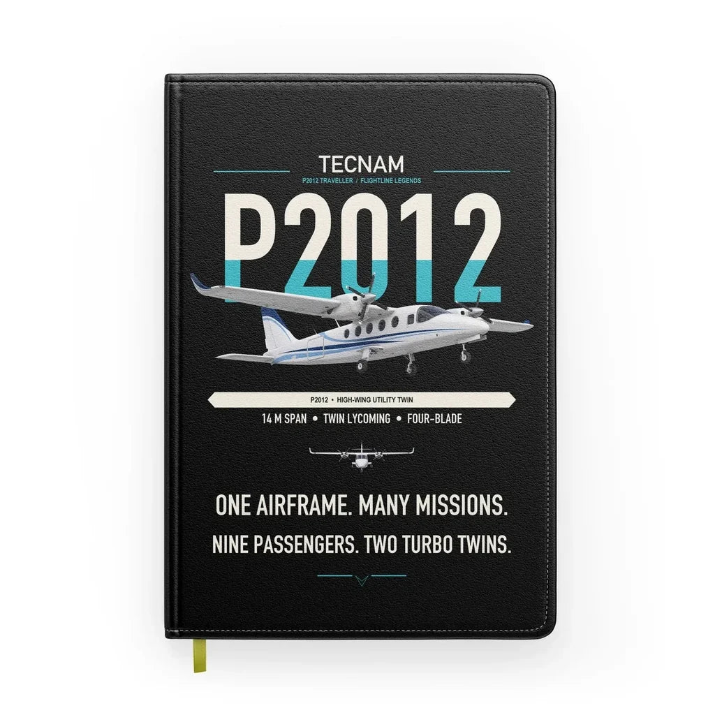 Tecnam P2012 Traveller design on black notebook