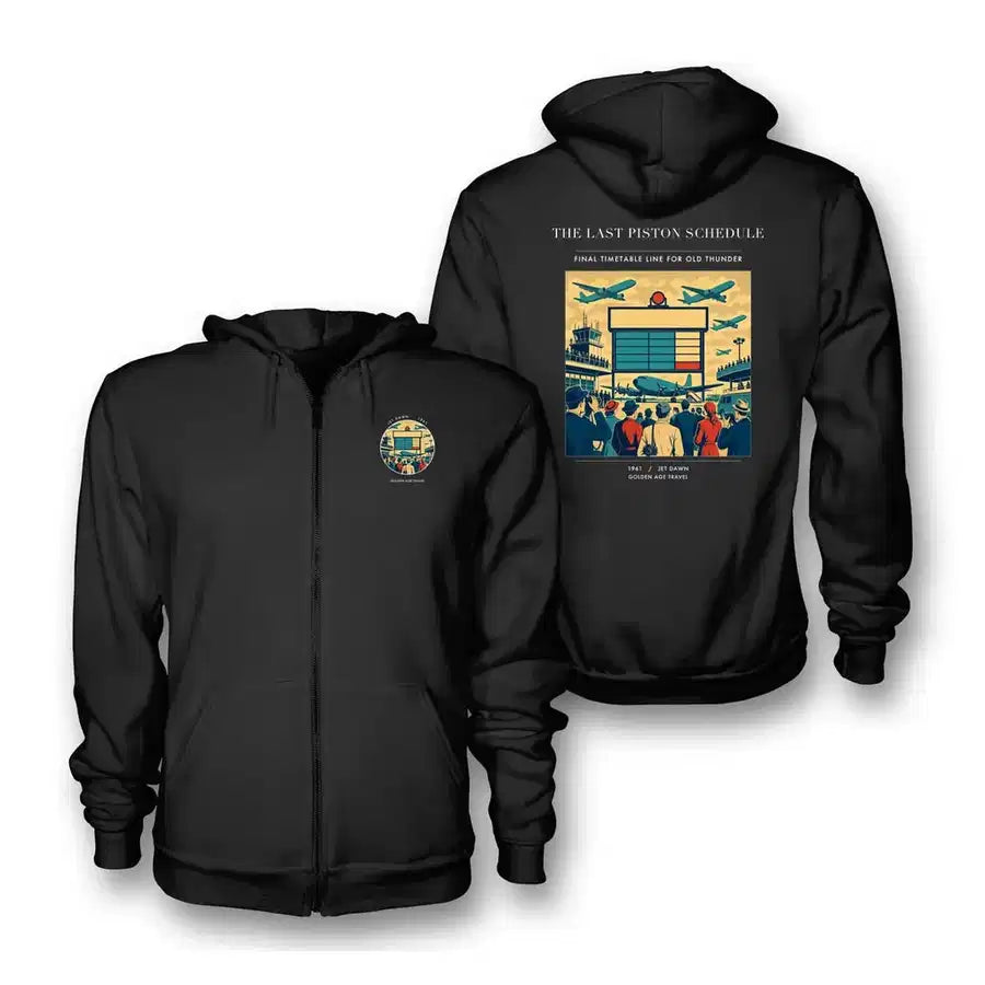 VINTAGE G4469 - The Last Piston Schedule - Premium Zipped Hoodie design on black
