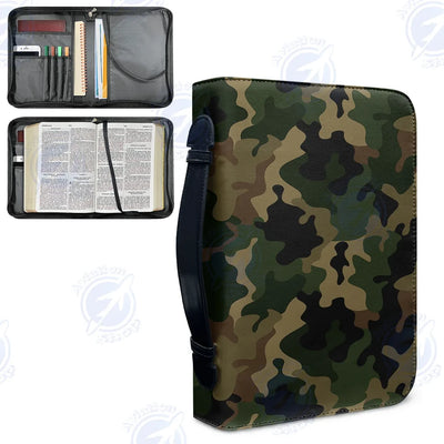 Military Camouflage Army Green aviation PU accessories bag in PU faux leather.