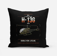 Thumbnail for Bell H-13G Sioux design on black pillow