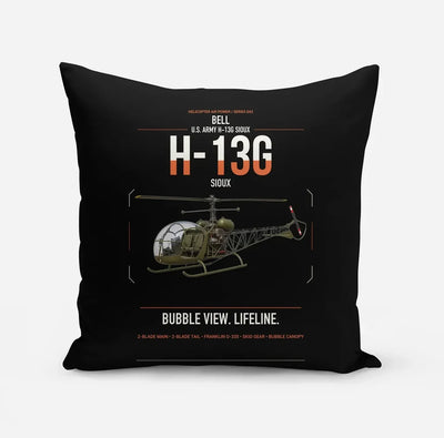 Bell H-13G Sioux design on black pillow